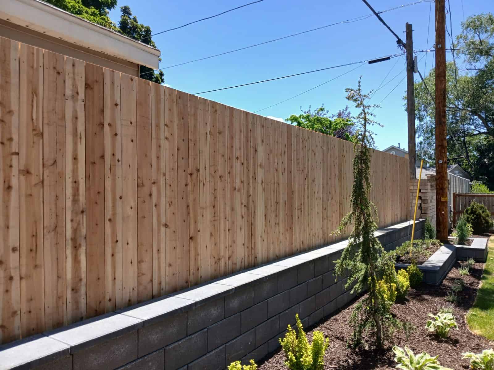 Cedar Fence, Block Retention, Backyard Remodel Millcreek.
