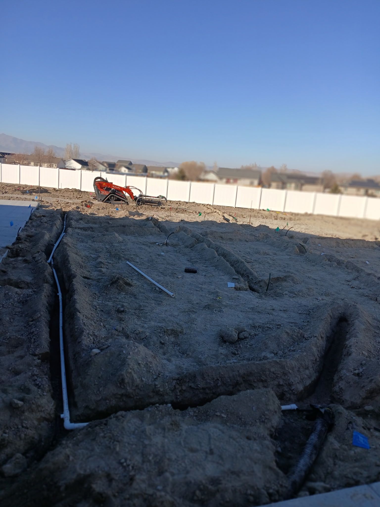 Sprinkler trench location west side main area