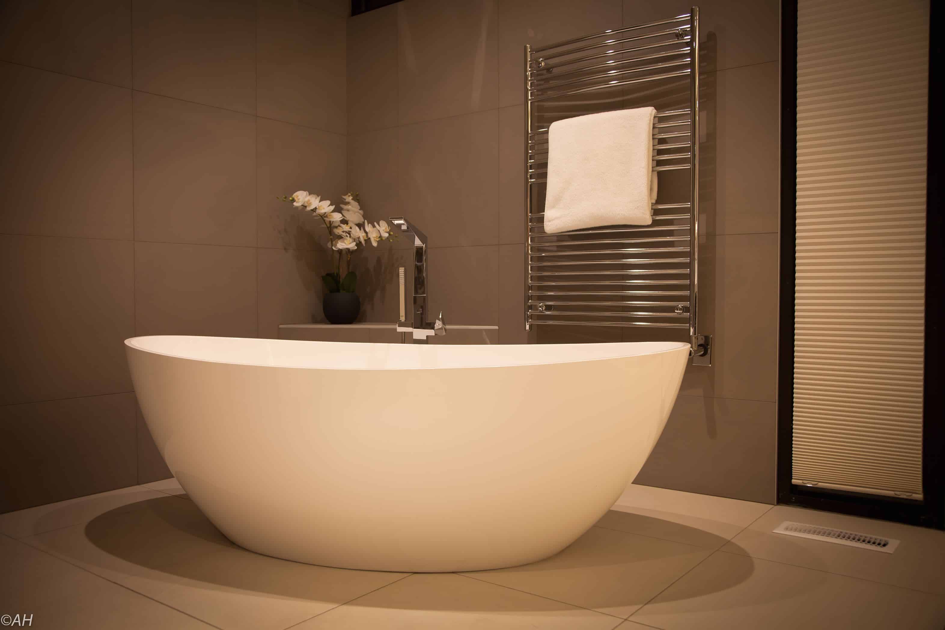 Large custom tub installation in Sandy Utah bathroom remodeling project.