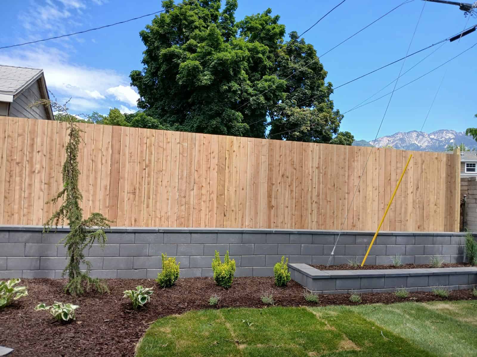 Cedar Fence, Block Retention, Backyard Remodel Millcreek.