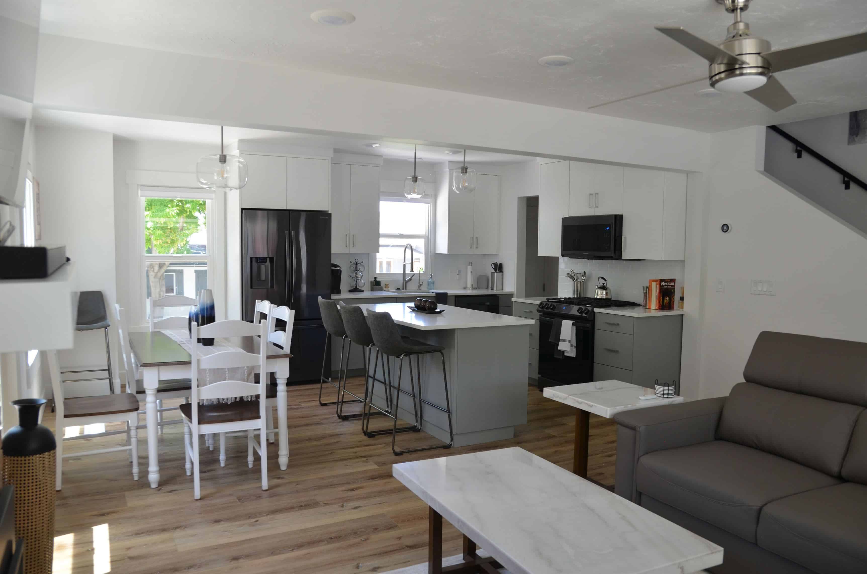 Remodeled kitchen and dining area with custom design in Sugarhouse, Salt Lake City.