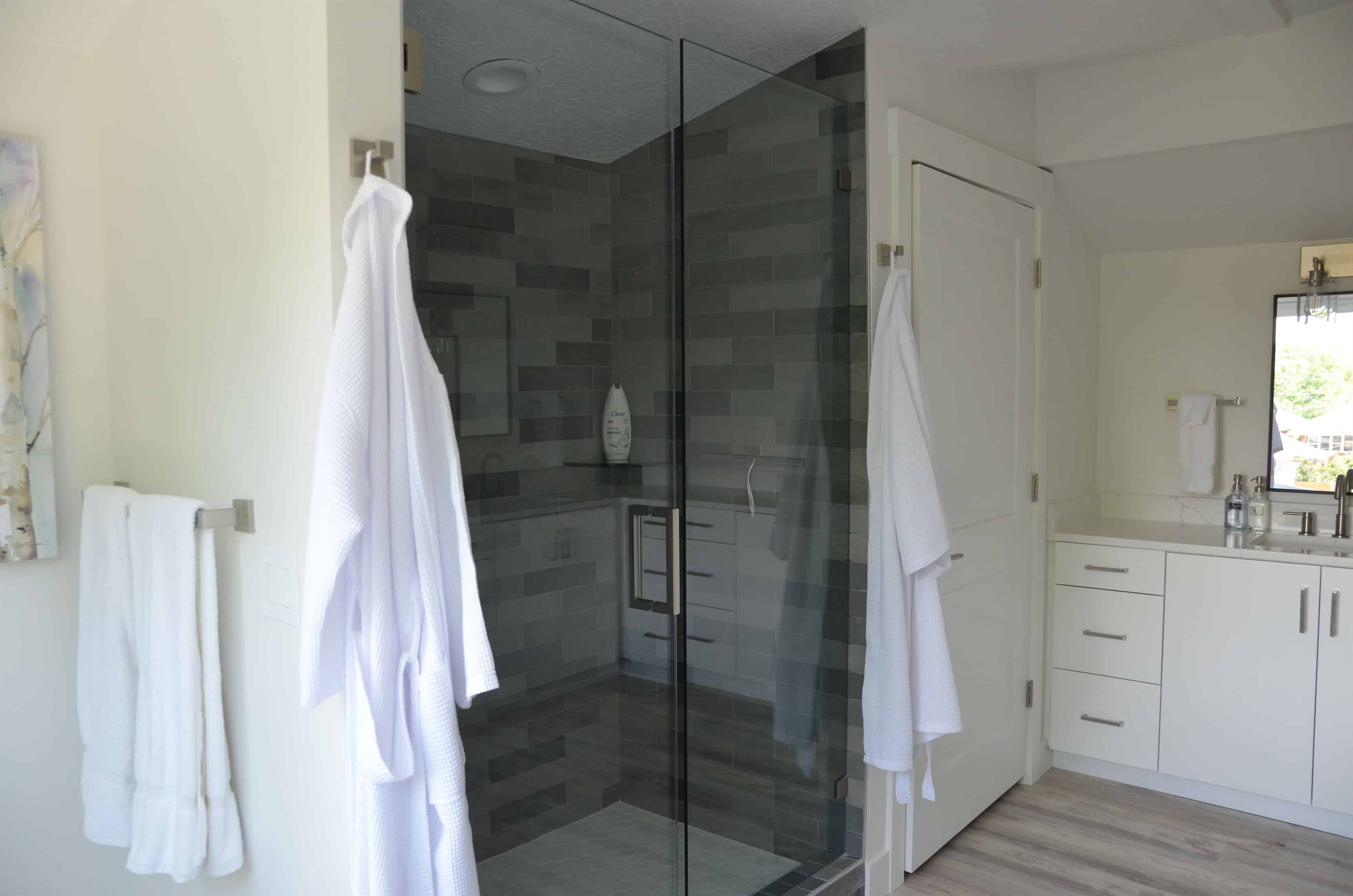 Master bathroom remodeling with custom tile and glass shower in Sugarhouse, Salt Lake City remodel.